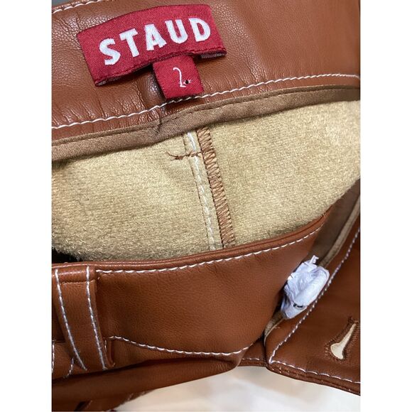 Staud Elliot Brown Faux Leather Pants - Picture 15 of 16